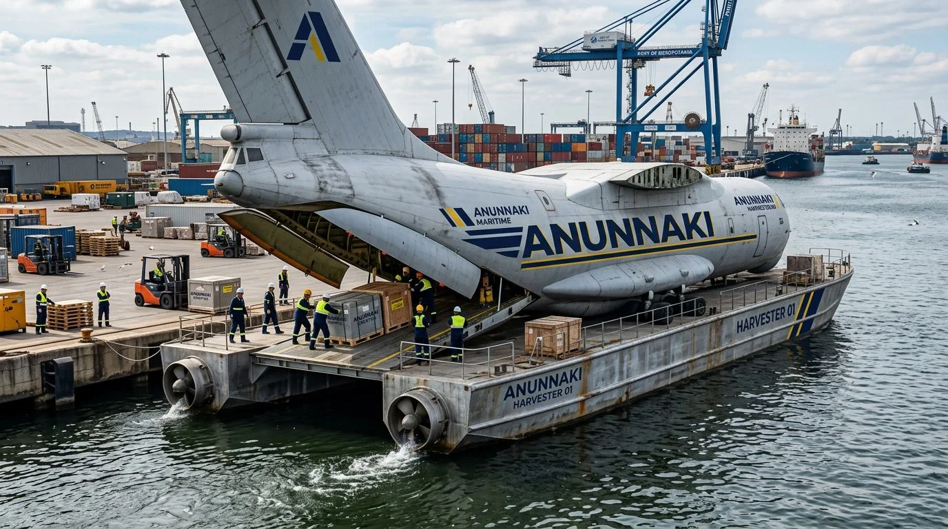 Concept visualization of a cargo vessel built around an aircraft fuselage